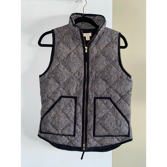 J. Crew Excursion Quilted Down Puffer Herringbone Vest NWOT - Picture 1 of 12